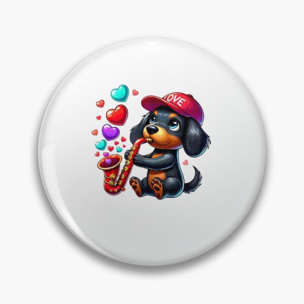 Item preview, Cute Dachshund Valentines Day Heart Lover Dog Music Sax designed and sold by Creat-Des.