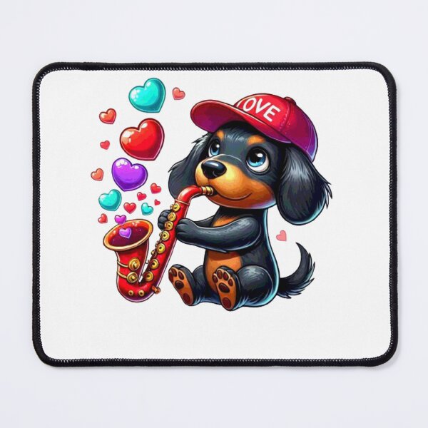 Item preview, Cute Dachshund Valentines Day Heart Lover Dog Music Sax designed and sold by Creat-Des.