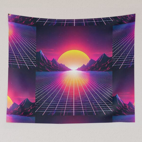 Item preview, Digital Horizon In Synthwave Style designed and sold by Unwind-Art-Work.