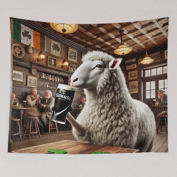Item preview, Irish Pub Sheep Enjoying a Pint of Guinness designed and sold by M-way.