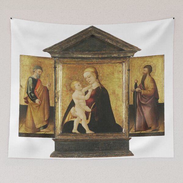 Item preview, Detail of the Triptych "Virgin Mary with Child Jesus, Saint Peter and Saint Paul" on wood by Neri di Bicci designed and sold by Crux Fidelis.