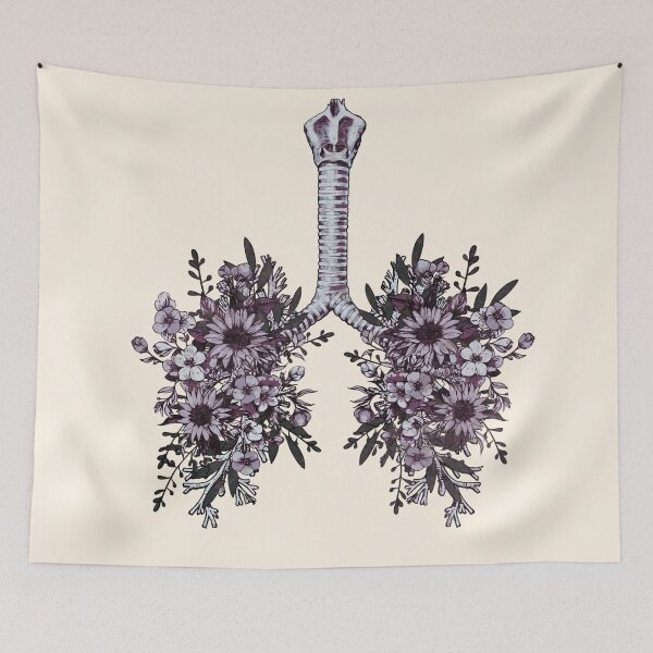 Item preview, Purple Flowers Lung, floral leaves, lungs,healthy lung, lungs cancer, respiratory therapist, cystic fibrosis designed and sold by Collagedream.