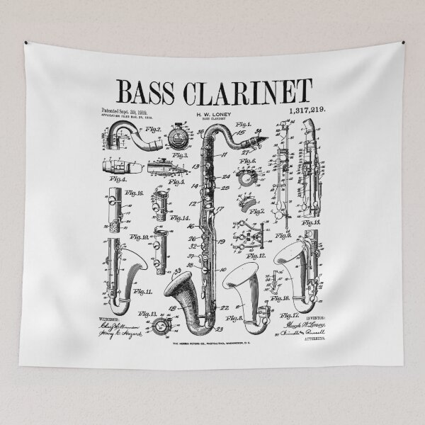Item preview, Bass Clarinet Player Clarinetist Vintage Patent Musician designed and sold by GrandeDuc.