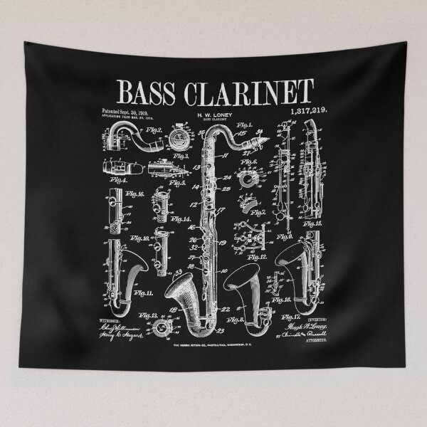 Item preview, Bass Clarinet Player Clarinetist Vintage Patent Musician designed and sold by GrandeDuc.