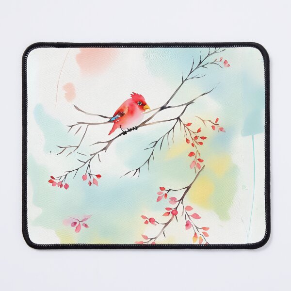 Item preview, Red Bird on a Branch - Watercolor Serenity designed and sold by Desireehaz.