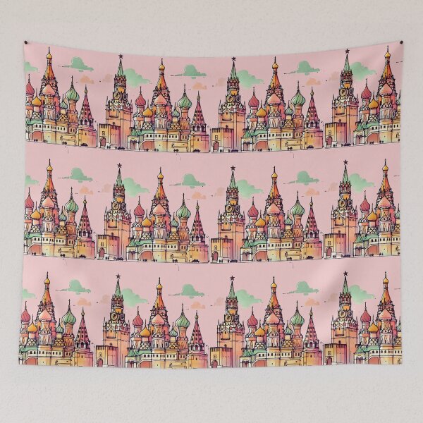 Item preview, Minimalist Kremlin Palace Illustration – Retro Colors, Bold 3D Text ,  designed and sold by PaintMeWorld.