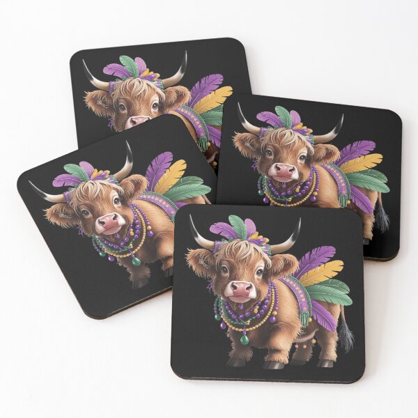 Item preview, Festive Highland Cow Mardi Gras Design designed and sold by love3617.