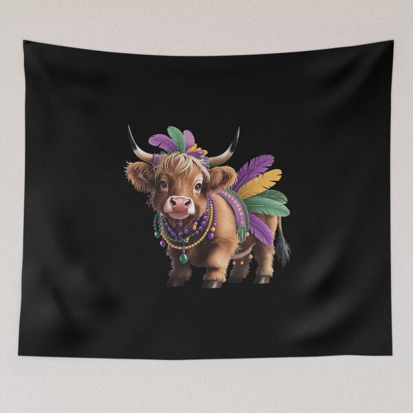 Item preview, Festive Highland Cow Mardi Gras Design designed and sold by love3617.