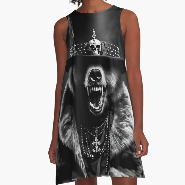 Motorclub Design: Rock and Roll Biker Power Motives A-Linien Kleid
