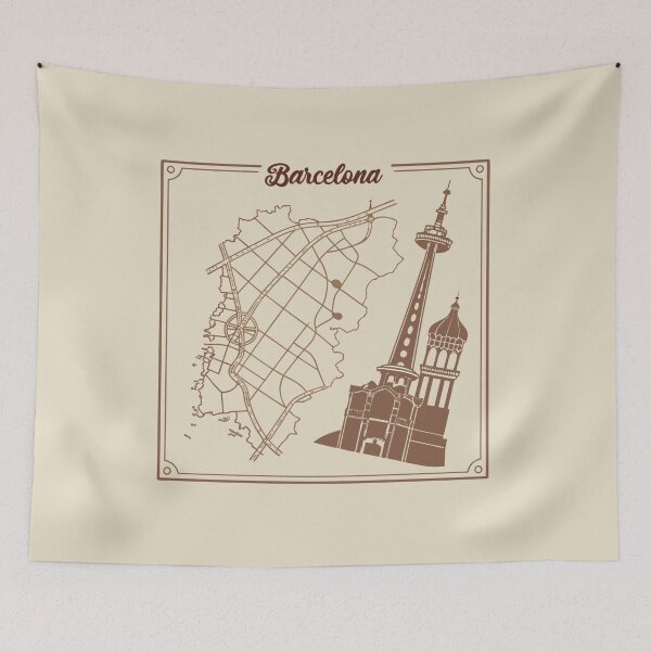 Item preview, Barcelona Map with Vintage Flair designed and sold by SignumShop.
