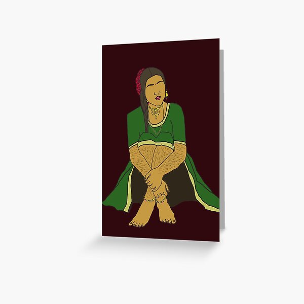 hairy-woman-greeting-card-for-sale-by-zainabxanwar-redbubble