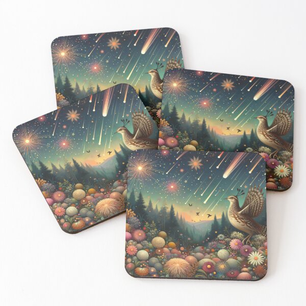Item preview, Stars and comets - Pheasants in a Meteor Shower by heidiannemorris designed and sold by FOLK ART FUSION by heidiannemorris.