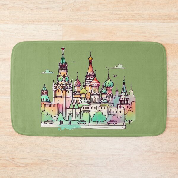Item preview,  Minimalist Kremlin Palace Illustration – Retro Colors, Bold 3D Text ,  designed and sold by PaintMeWorld.