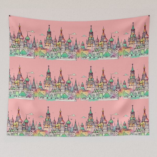 Item preview,  Minimalist Kremlin Palace Illustration – Retro Colors, Bold 3D Text ,  designed and sold by PaintMeWorld.