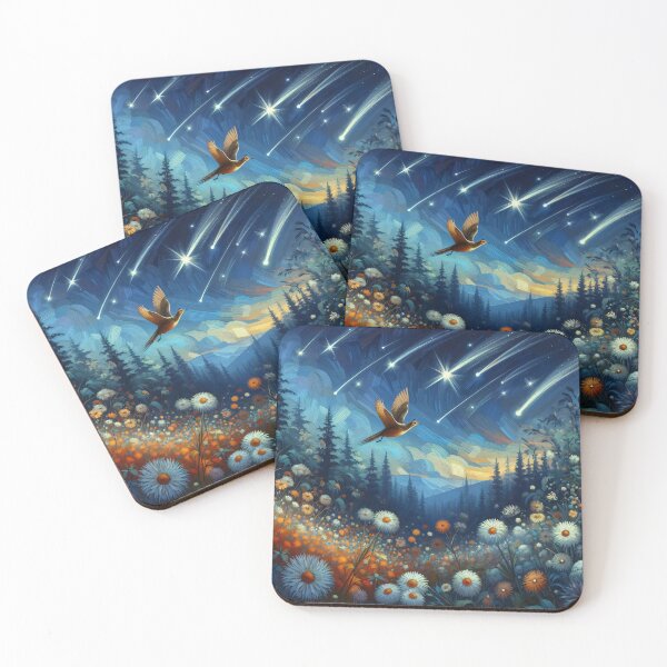 Item preview, Stars and comets - Pheasant flying in the Midnight Sky by heidiannemorris designed and sold by FOLK ART FUSION by heidiannemorris.