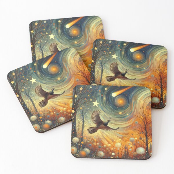 Item preview, Stars and comets - Pheasant Dawn by heidiannemorris designed and sold by FOLK ART FUSION by heidiannemorris.