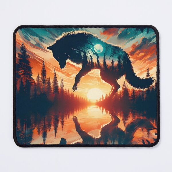 Item preview, Double Exposure Wolf Reflection, Ai Generated Art  designed and sold by ACC .