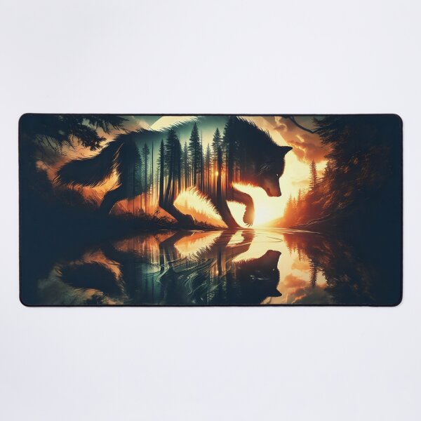 Item preview, Double Exposure Wolf Reflection, Ai Generated Art  designed and sold by ACC .