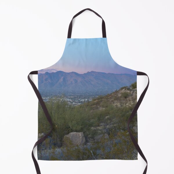 Item preview, Tucson AZ city view under mountains under a dusky sky with desert rocks and foliage designed and sold by EyezWatchin.