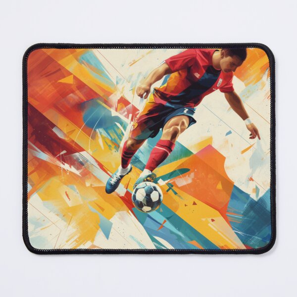 Item preview, Football Striker taking shot amidst geometric patterns Active Outdoors Inspired Art designed and sold by CDC40.