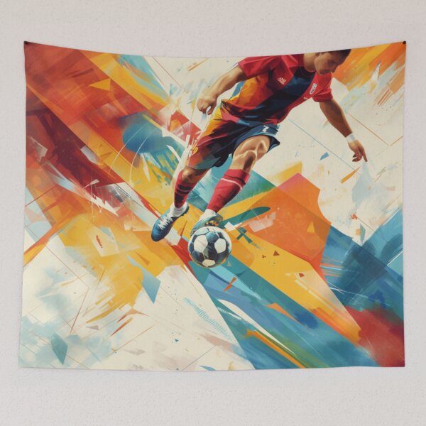 Item preview, Football Striker taking shot amidst geometric patterns Active Outdoors Inspired Art designed and sold by CDC40.