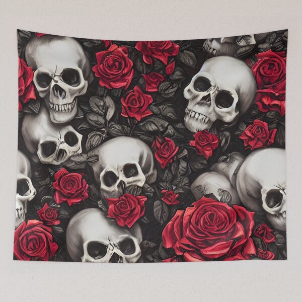 Item preview, Skulls and Red Roses Texture, funny, gifts,  designed and sold by Ewelina  Niemiec.