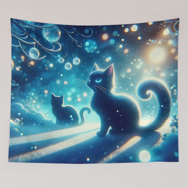 Item preview, Winter Twilight Black Cat designed and sold by Magic-wall-art.