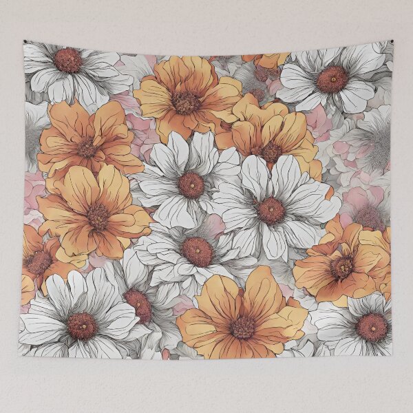 Item preview, Manjar Floral Blanco y Naranja, divertido, regalos, naranja, blanco, designed and sold by Ewelina  Niemiec.