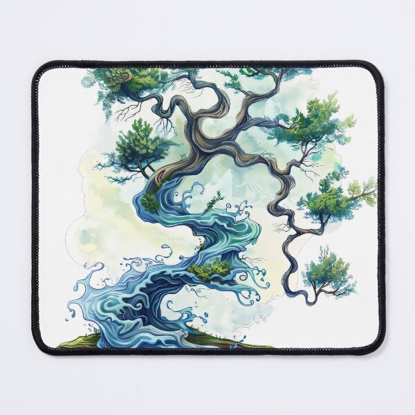 Item preview, Whimsical Tree with Flowing Water and Reflective Landscape designed and sold by EmiBarDesign.