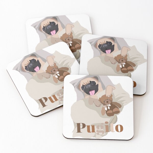 Item preview, Pugito goes to bed with teddy bear designed and sold by CuddlyFluffyPug.