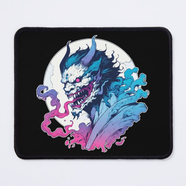 Item preview, Cool Japanese Oni Demon Ogre Pink Blue designed and sold by TomFrontierArt.