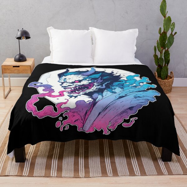 Item preview, Cool Japanese Oni Demon Ogre Pink Blue designed and sold by TomFrontierArt.