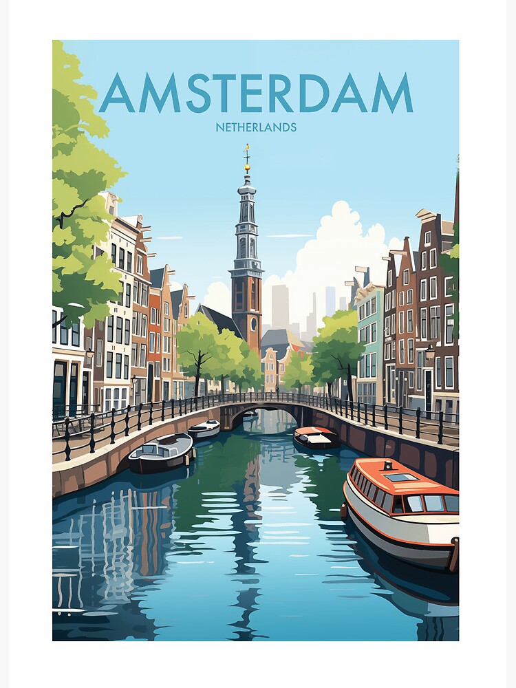 Aperçu 2 sur 2. Impression rigide avec l'œuvre AMSTERDAM créée et vendue par MarkedArtPrints.