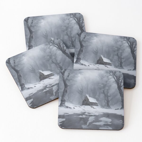 Item preview, Winter Abandonment: Building by the Pond, winter, funny, gifts,  designed and sold by Ewelina  Niemiec.
