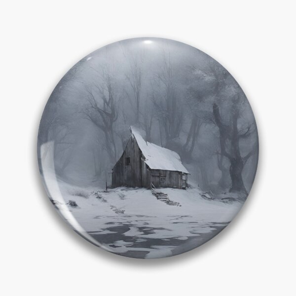Item preview, Winter Abandonment: Building by the Pond, winter, funny, gifts,  designed and sold by Ewelina  Niemiec.