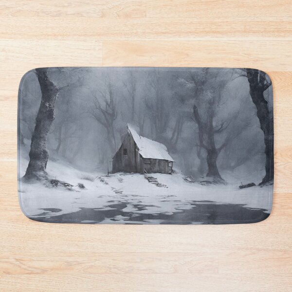 Item preview, Winter Abandonment: Building by the Pond, winter, funny, gifts,  designed and sold by Ewelina  Niemiec.