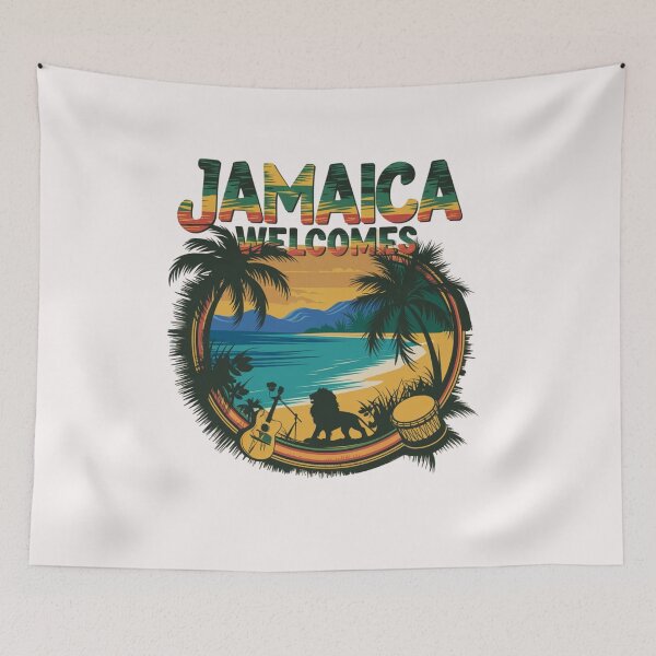 Item preview, Jamaica Welcomes Flag Map Kingston, reggae, designed and sold by AnimalsDH305.
