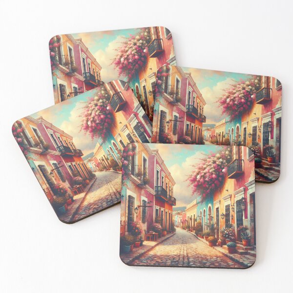 Item preview, Picturesque cobblestone street somewhere in Mexico designed and sold by dulceguavashop.