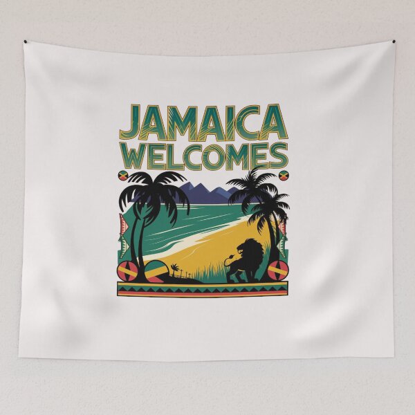 Item preview, Jamaica Welcomes Flag Map Kingston, reggae, designed and sold by AnimalsDH305.