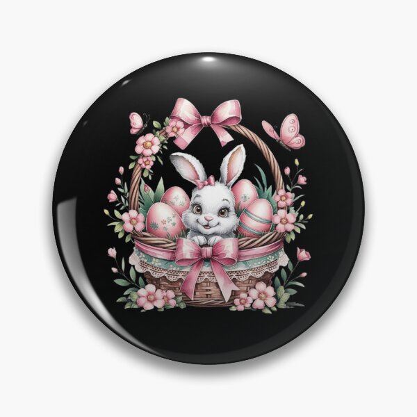 Artikelvorschau, Osterhase im Blumenkorb mit rosa Eiern entworfen und verkauft von love3617.