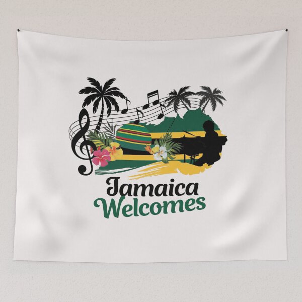 Item preview, Jamaica Welcomes Flag Map Kingston, reggae, designed and sold by AnimalsDH305.
