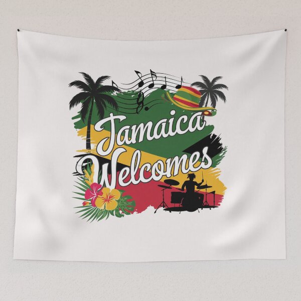 Item preview,  Jamaica Welcomes Flag Map Kingston, reggae, designed and sold by AnimalsDH305.