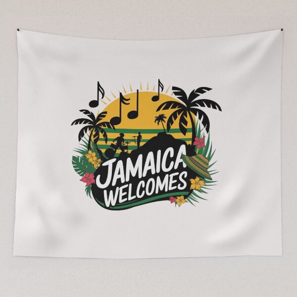 Item preview, Jamaica Welcomes Flag Map Kingston, reggae, designed and sold by AnimalsDH305.