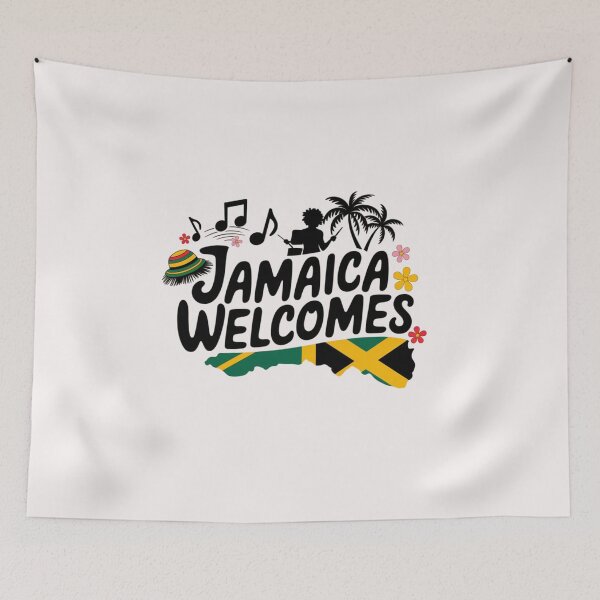 Item preview, Jamaica Welcomes Flag Map Kingston, reggae, designed and sold by AnimalsDH305.