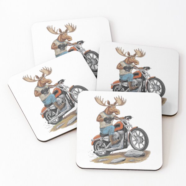 Item preview, Cool Moose Riding a Motorcycle in Adventure Style designed and sold by love3617.