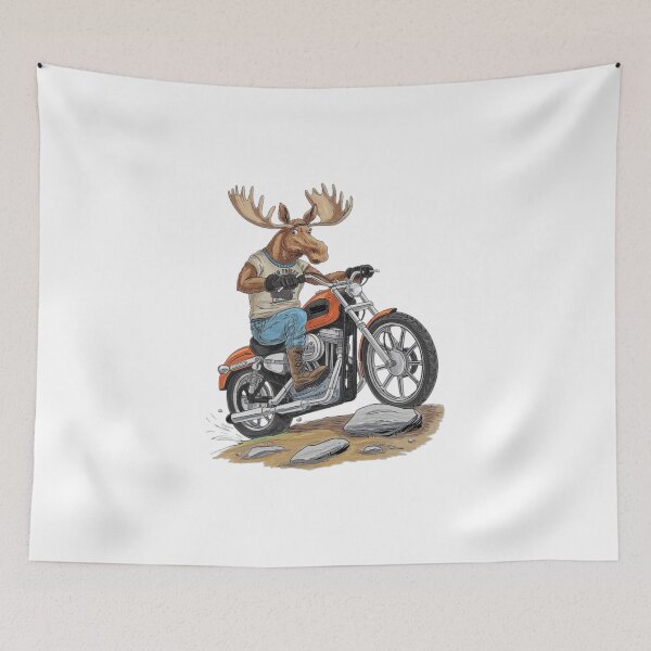 Item preview, Cool Moose Riding a Motorcycle in Adventure Style designed and sold by love3617.