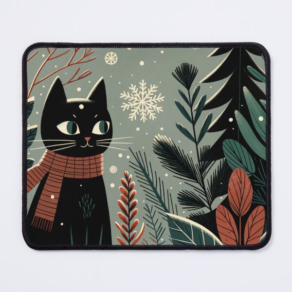 Item preview, Winter Black Cat, Snow and trees designed and sold by Magic-wall-art.