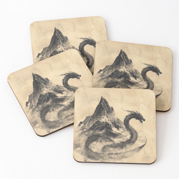 Item preview, Mystical dragon coiled around a Mountain peak designed and sold by SetMyHeart.