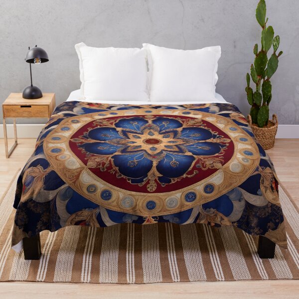 Item preview, Royal Mandala with Gold and Blue Motifs designed and sold by MandalasShops.