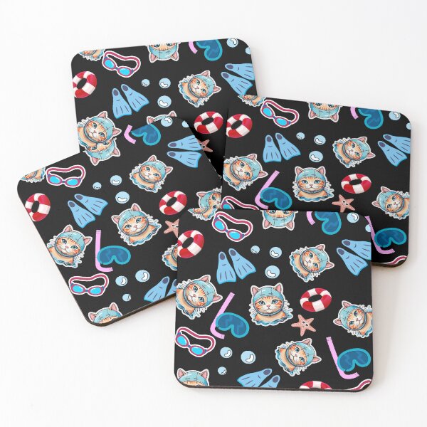 Item preview, Swimmer Cat Cute Pattern Scubadiving Starfish designed and sold by Klaudesign.